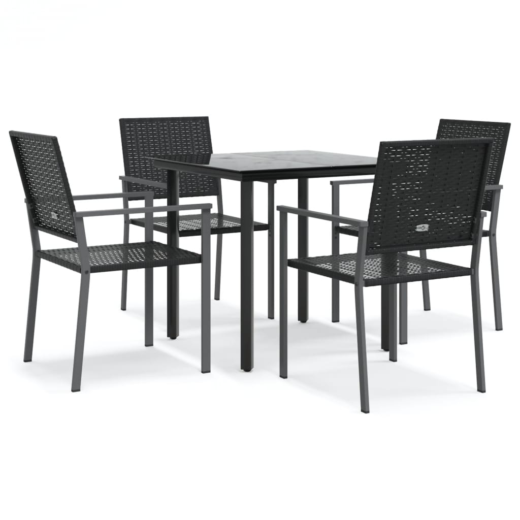 5 részes polyrattan és acél kerti étkezőgarnitúra