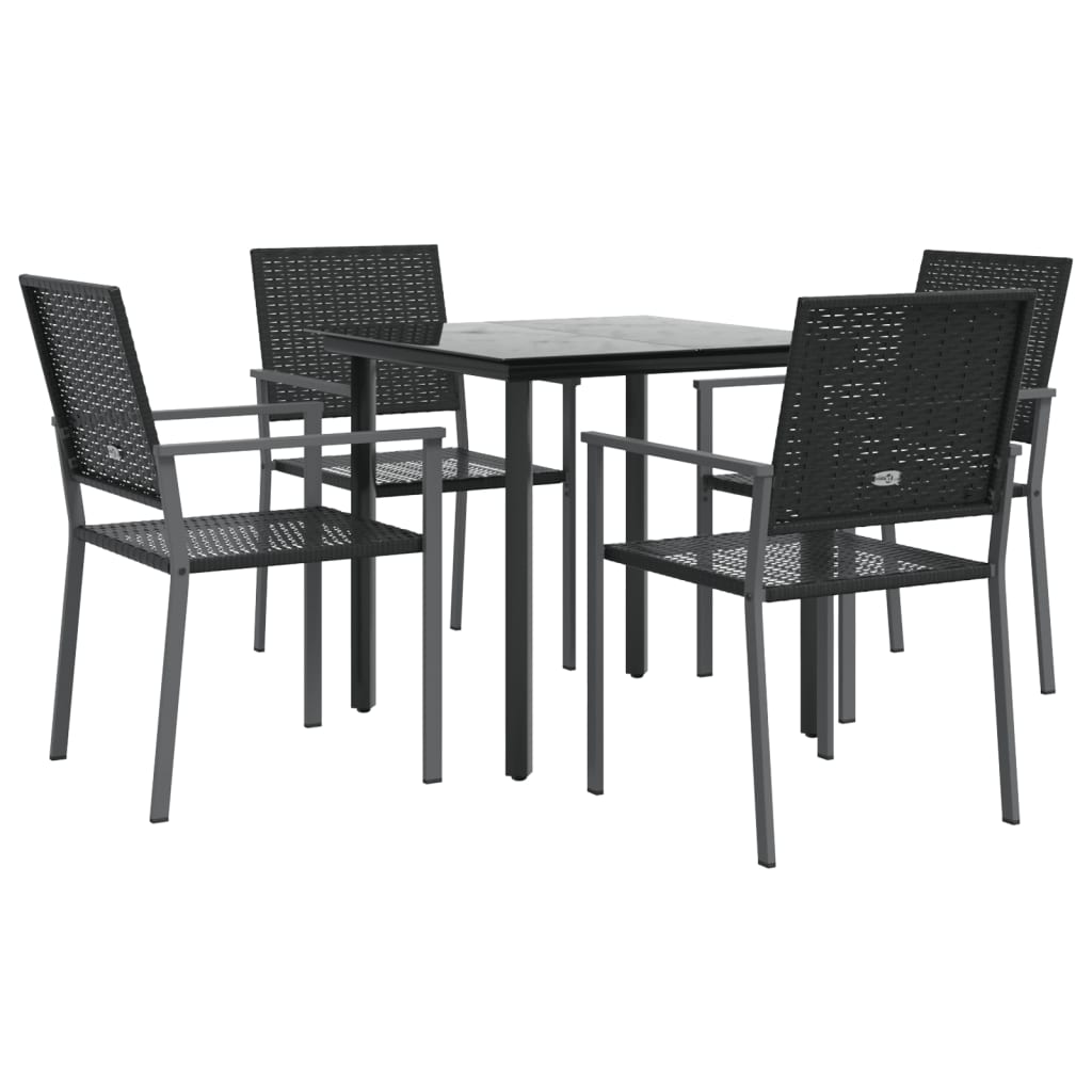 5 részes polyrattan és acél kerti étkezőgarnitúra