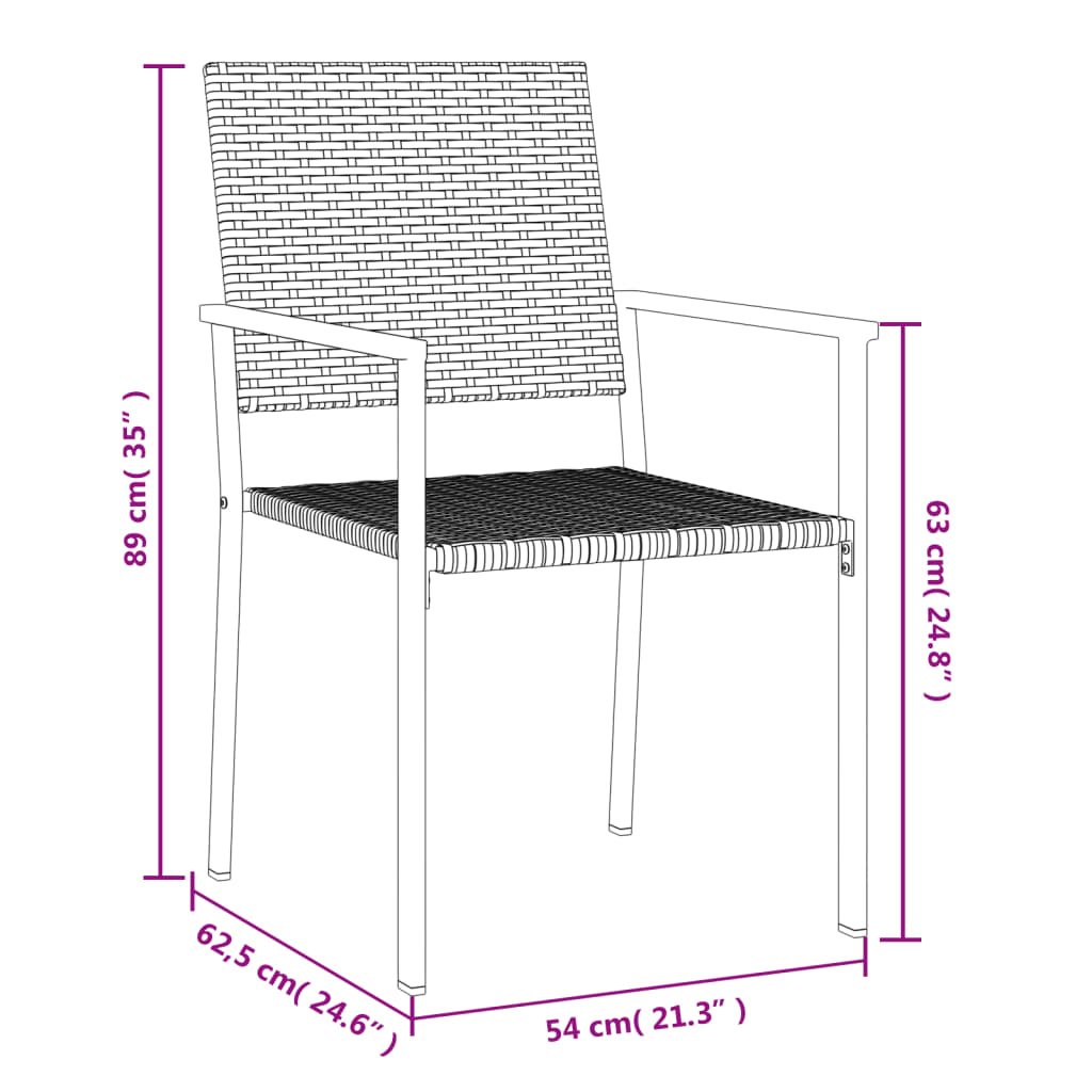 5 részes polyrattan és acél kerti étkezőgarnitúra