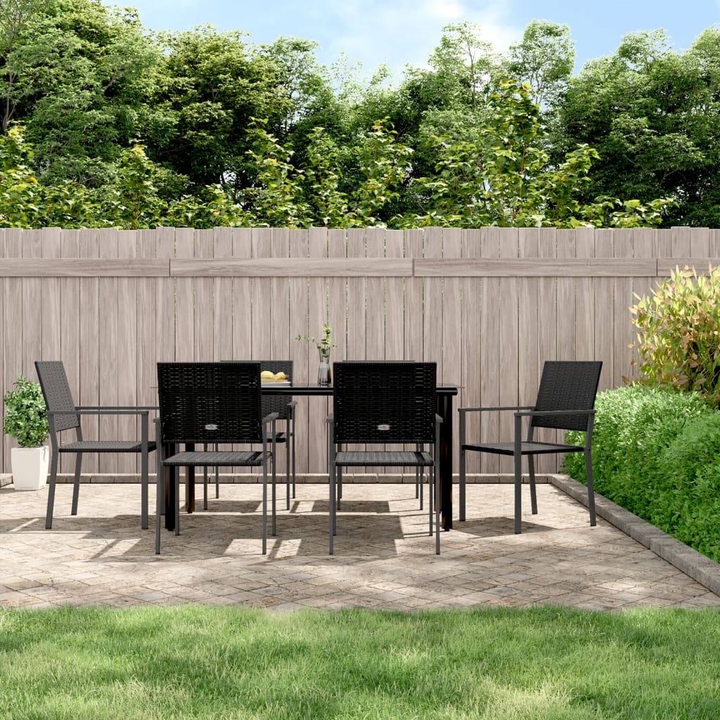 7 részes polyrattan és acél kerti étkezőgarnitúra