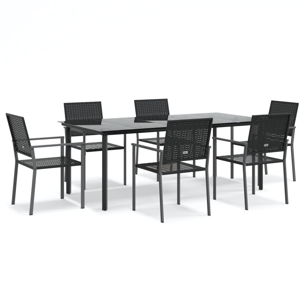 7 részes polyrattan és acél kerti étkezőgarnitúra