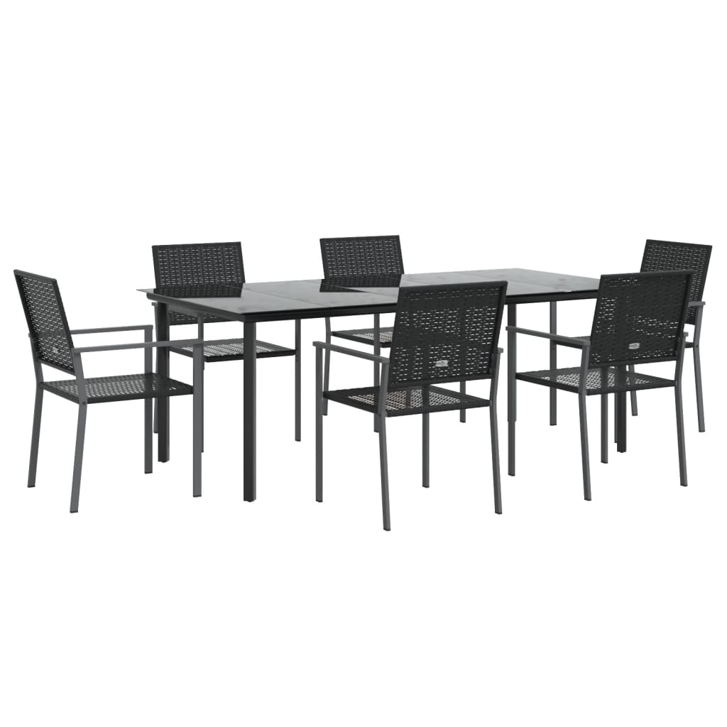 7 részes polyrattan és acél kerti étkezőgarnitúra