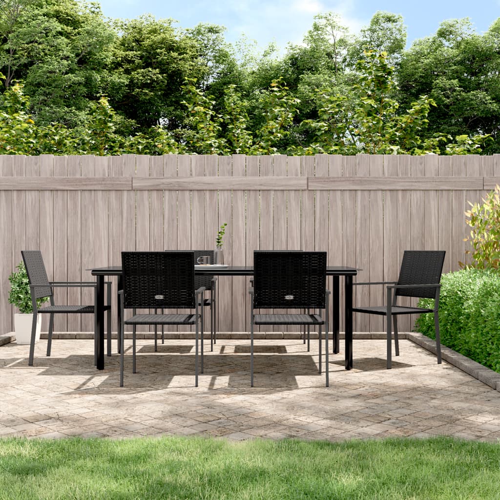 7 részes polyrattan és acél kerti étkezőgarnitúra