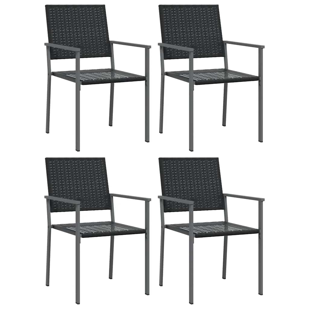 4 db fekete polyrattan kerti szék párnával 54x62,5x89 cm