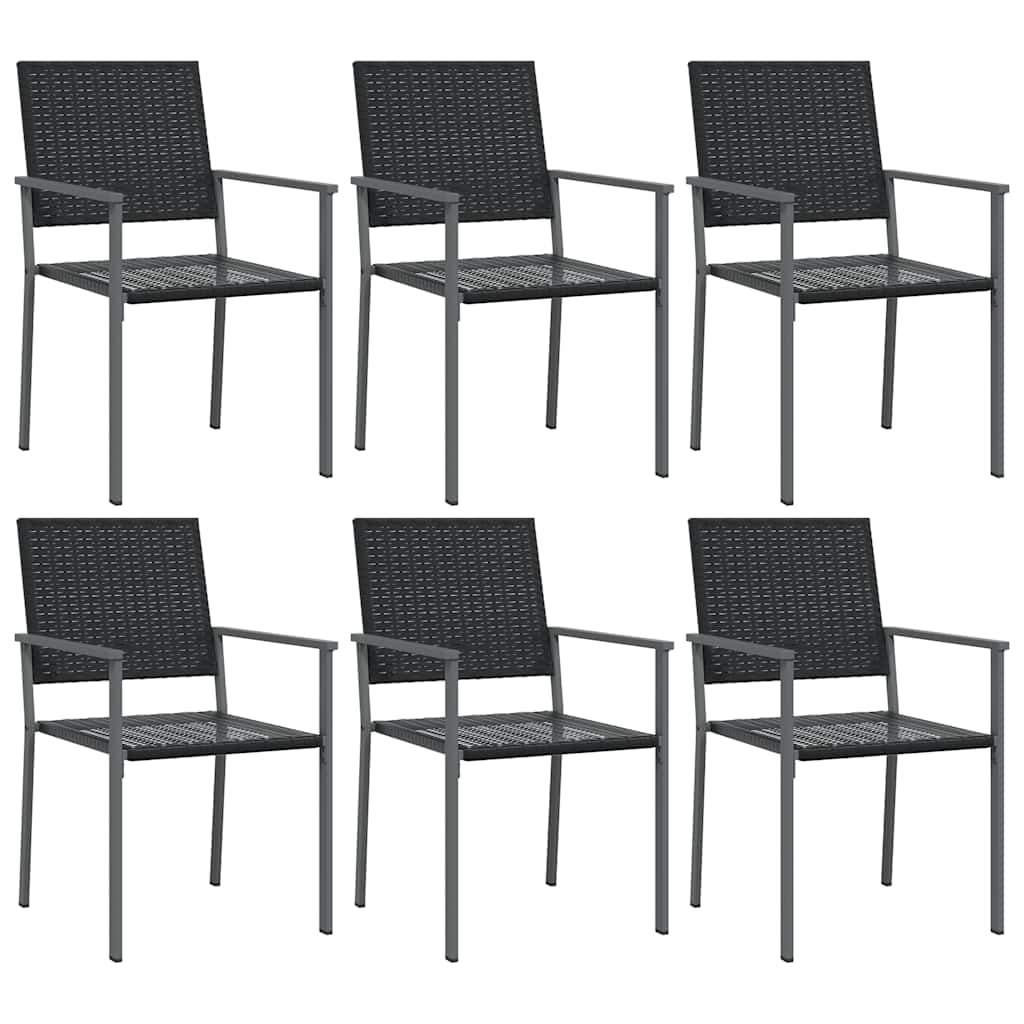6 db fekete polyrattan kerti szék párnával 54x62,5x89 cm