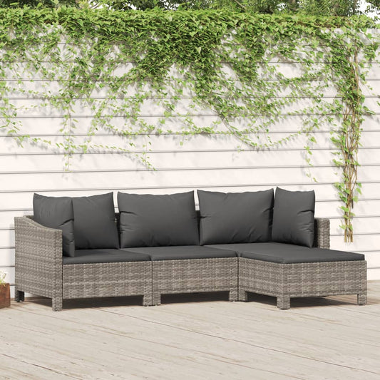 4 részes szürke polyrattan kerti ülőgarnitúra párnákkal