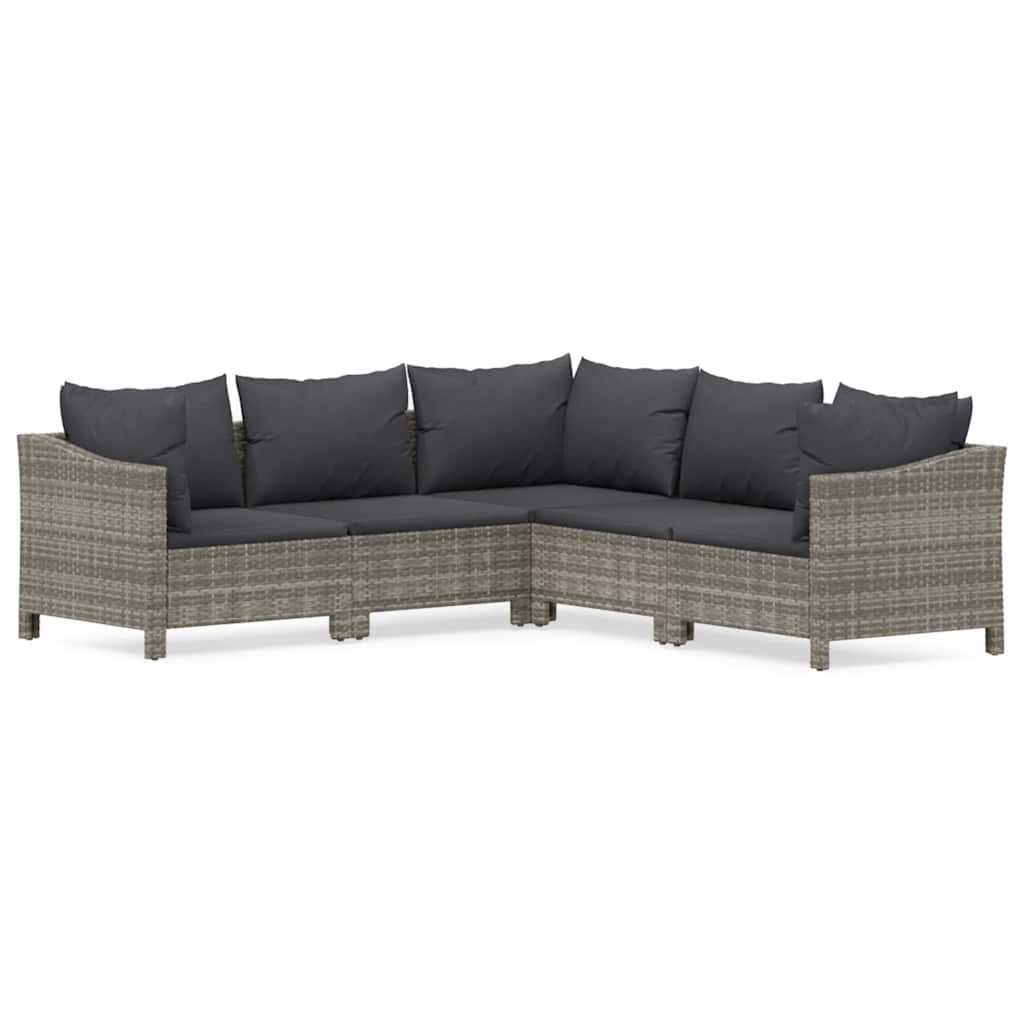 5 részes szürke polyrattan kerti ülőgarnitúra párnákkal