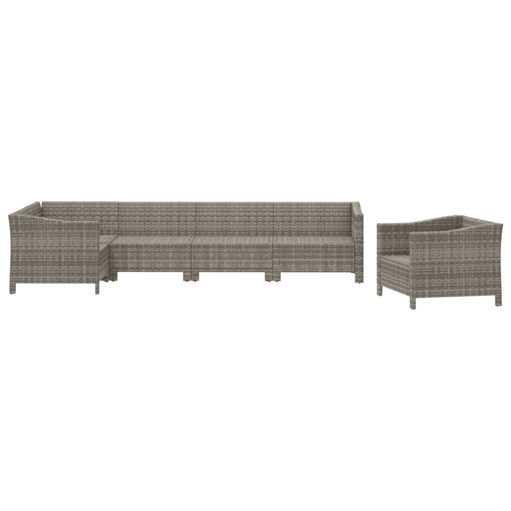 6 részes szürke polyrattan kerti ülőgarnitúra párnákkal