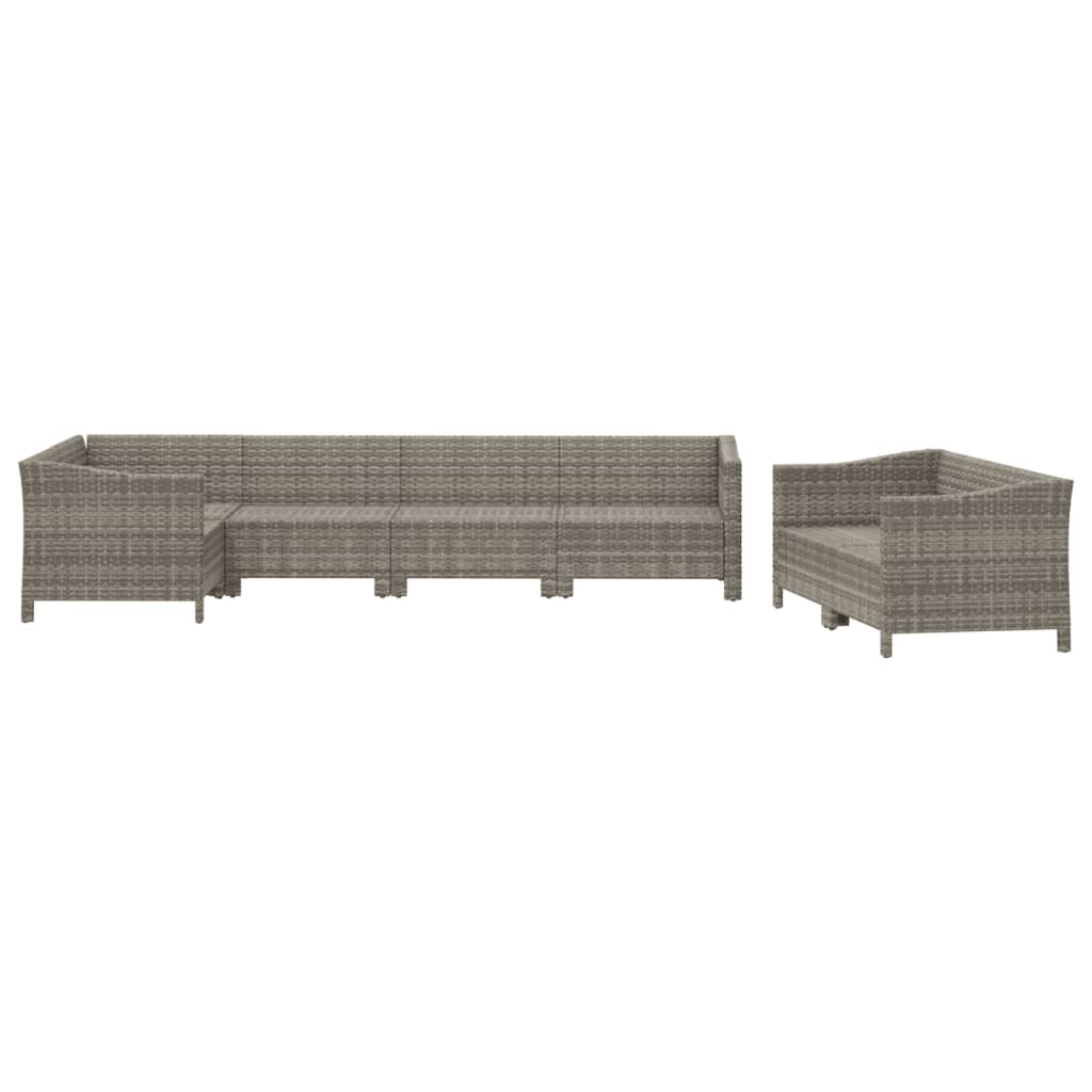7 részes szürke polyrattan kerti ülőgarnitúra párnákkal