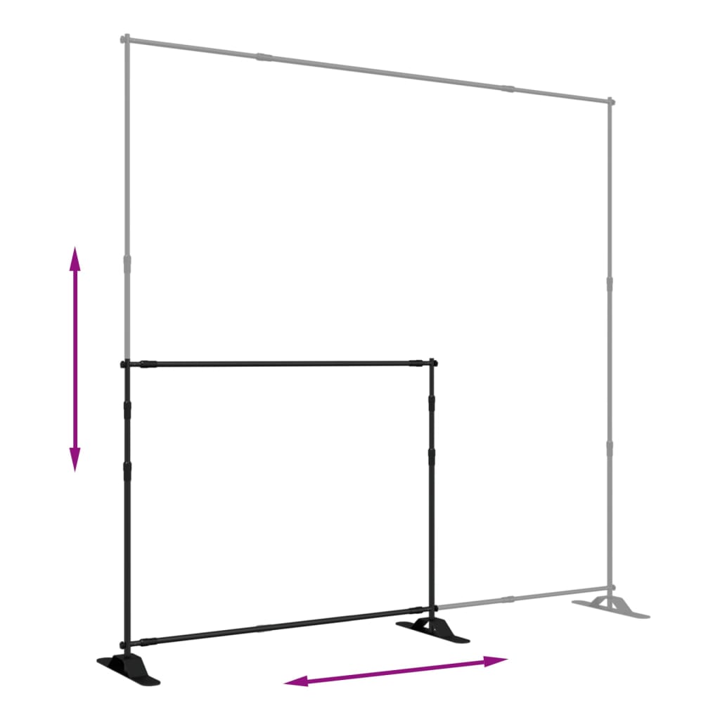 2 db fekete acél háttérállvány 254 x 243 cm