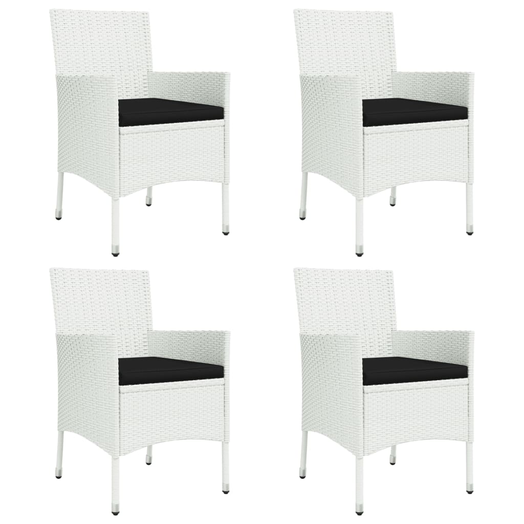 5 részes fehér polyrattan kerti étkezőgarnitúra párnákkal