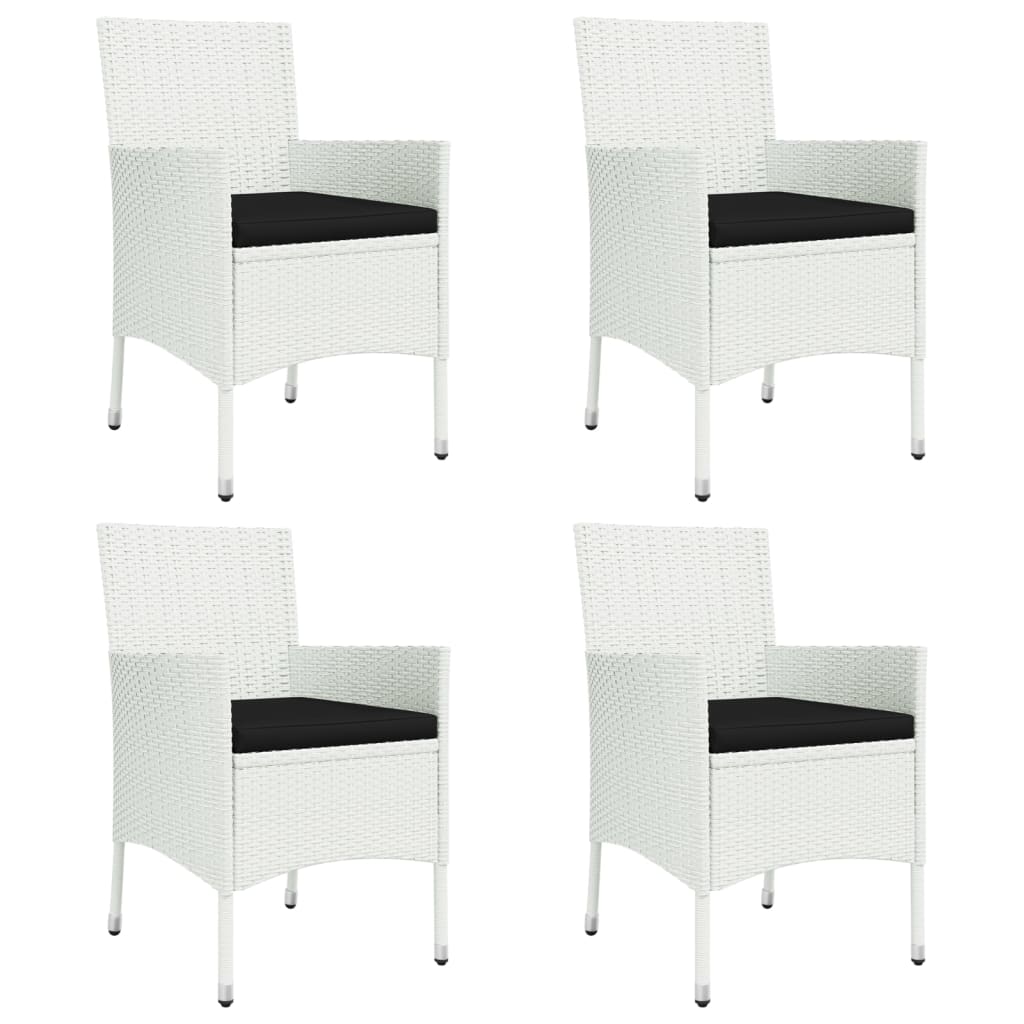 5 részes fehér polyrattan kerti étkezőgarnitúra párnákkal