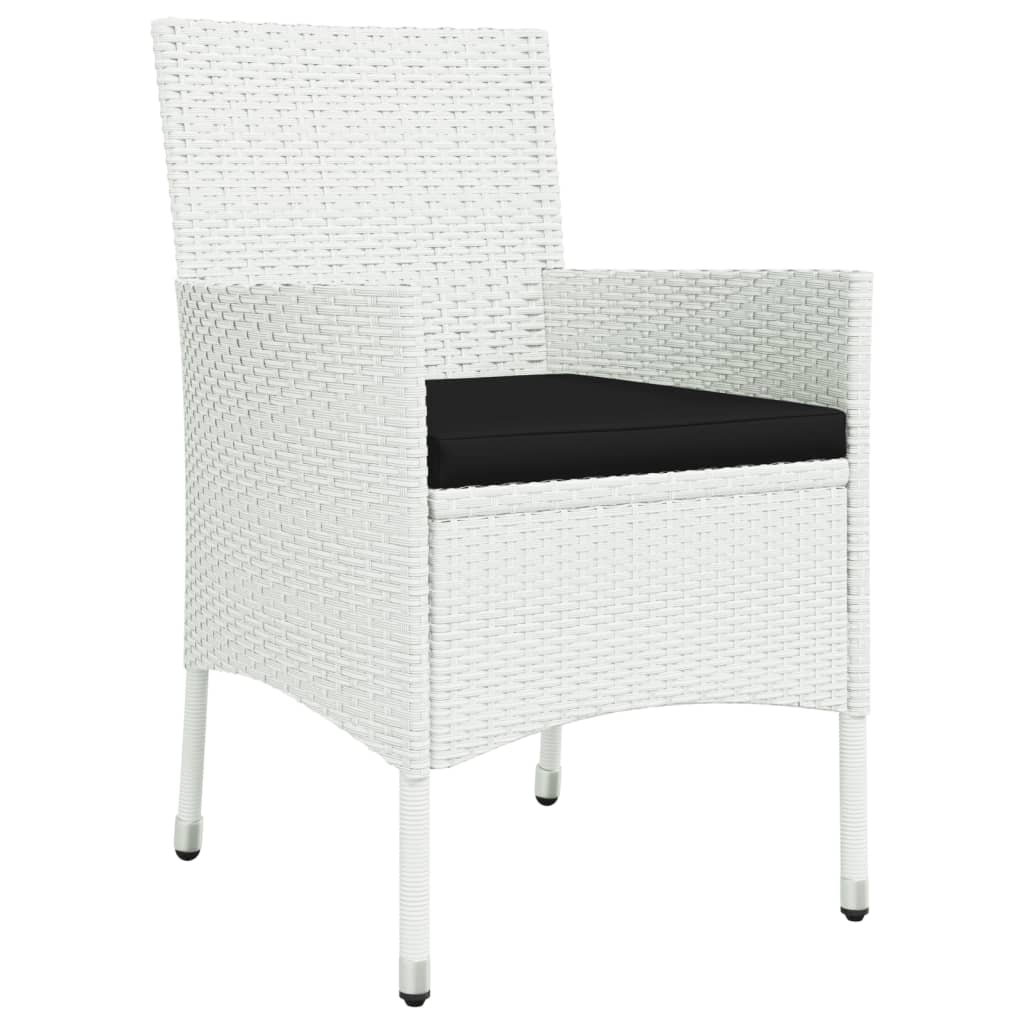 9 részes fehér polyrattan kerti étkezőgarnitúra párnákkal