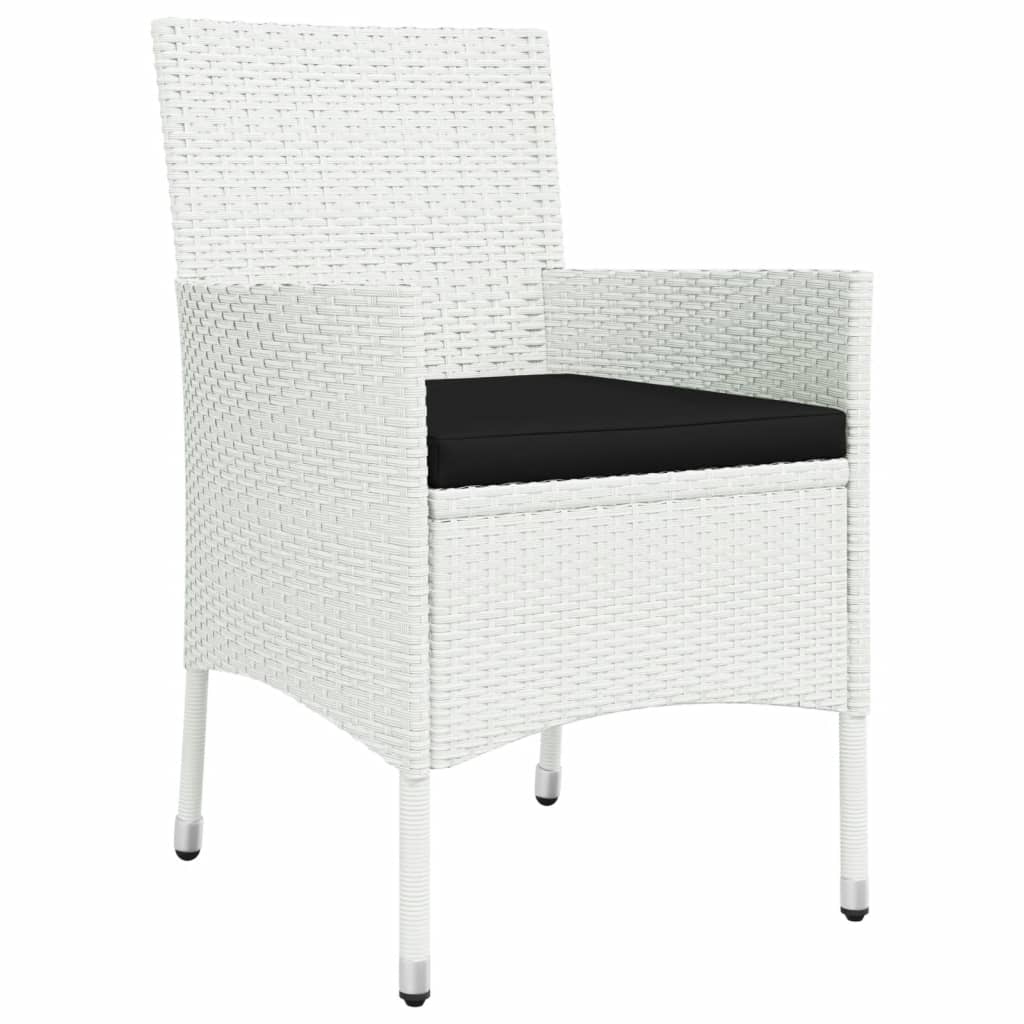 9 részes fehér polyrattan kerti étkezőgarnitúra párnákkal