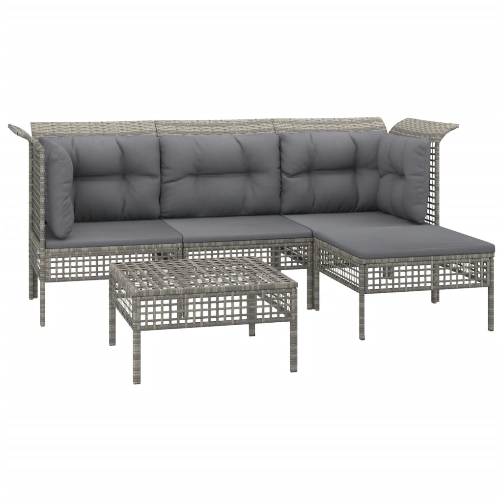 5 részes szürke polyrattan kerti ülőgarnitúra párnákkal