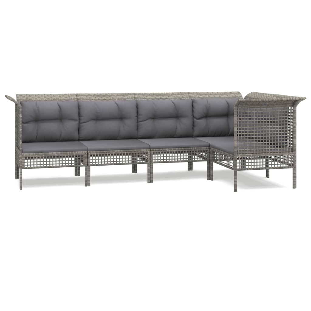 5 részes szürke polyrattan kerti ülőgarnitúra párnákkal