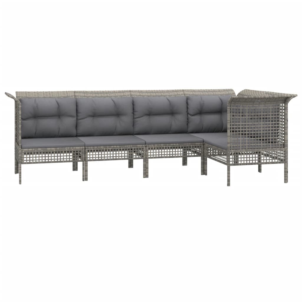 5 részes szürke polyrattan kerti ülőgarnitúra párnákkal