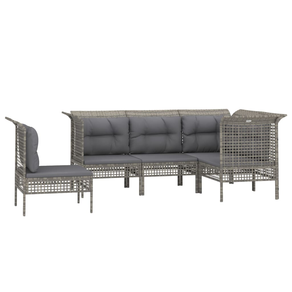 5 részes szürke polyrattan kerti ülőgarnitúra párnákkal