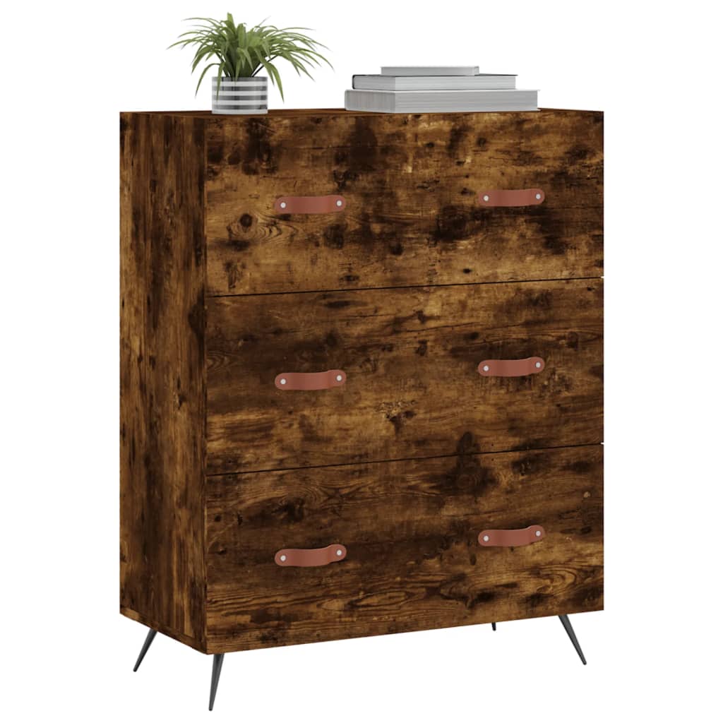 füstös tölgy színű szerelt fa komód 69,5 x 34 x 90 cm