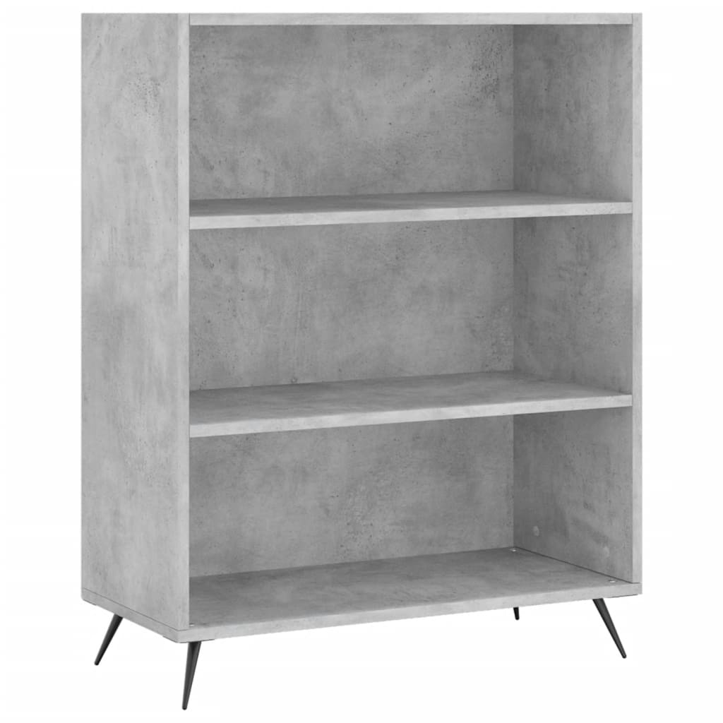 betonszürke szerelt fa könyvespolc 69,5 x 32,5 x 90 cm