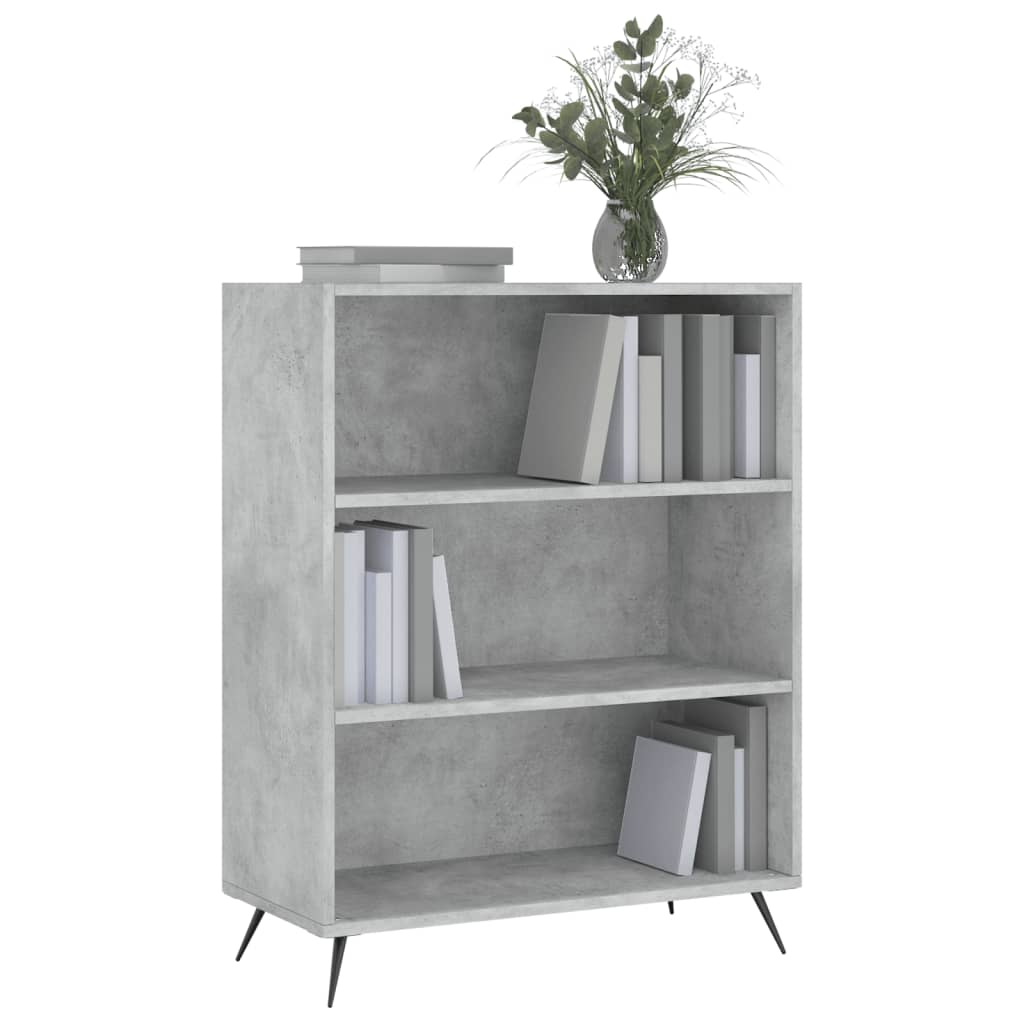 betonszürke szerelt fa könyvespolc 69,5 x 32,5 x 90 cm