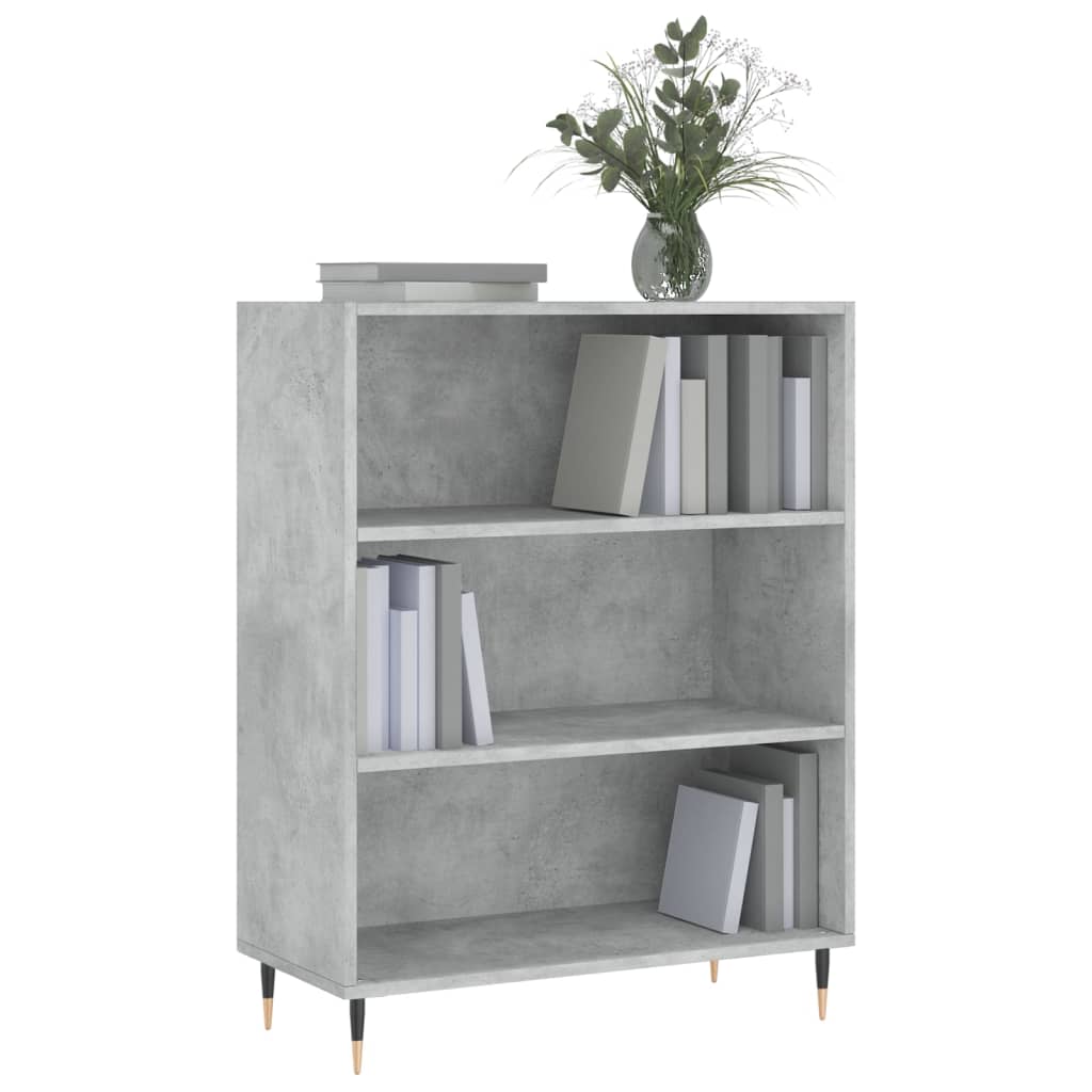 betonszürke szerelt fa könyvespolc 69,5 x 32,5 x 90 cm
