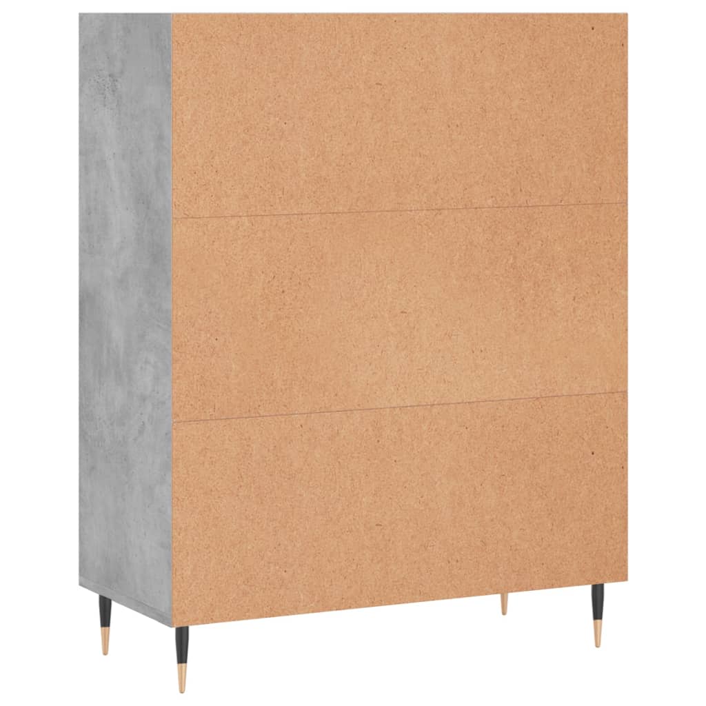 betonszürke szerelt fa könyvespolc 69,5 x 32,5 x 90 cm