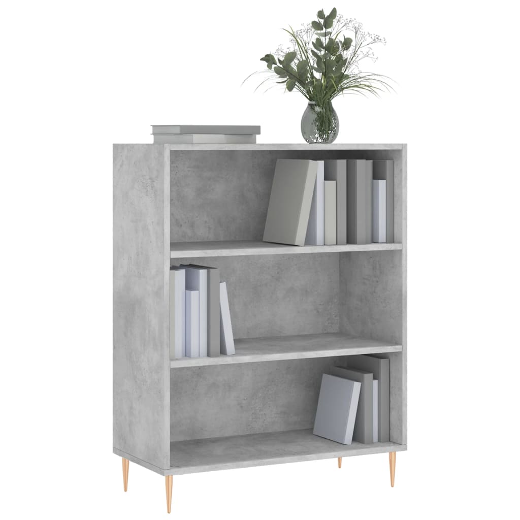 betonszürke szerelt fa könyvespolc 69,5 x 32,5 x 90 cm