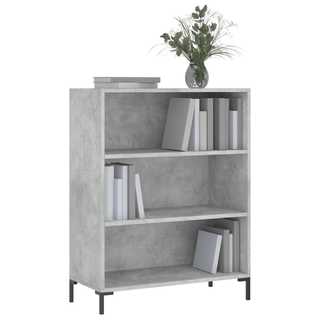 betonszürke szerelt fa könyvespolc 69,5 x 32,5 x 90 cm