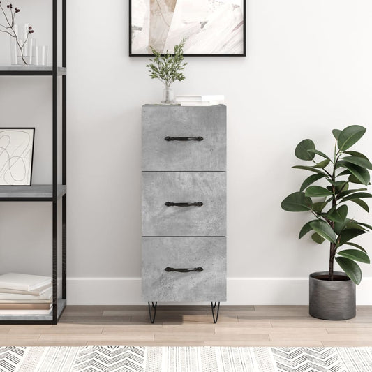 betonszürke szerelt fa tálalószekrény 34,5 x 34 x 90 cm