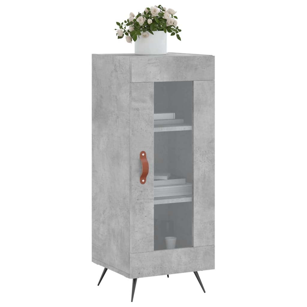 betonszürke szerelt fa tálalószekrény 34,5 x 34 x 90 cm