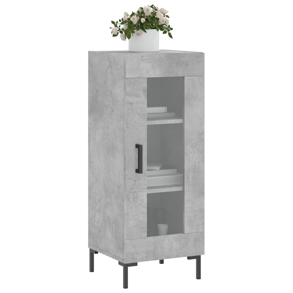 betonszürke szerelt fa tálalószekrény 34,5 x 34 x 90 cm