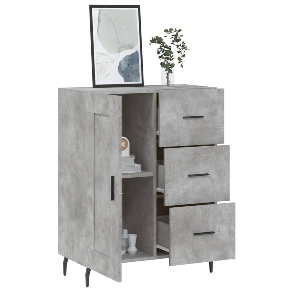 betonszürke szerelt fa tálalószekrény 69,5 x 34 x 90 cm