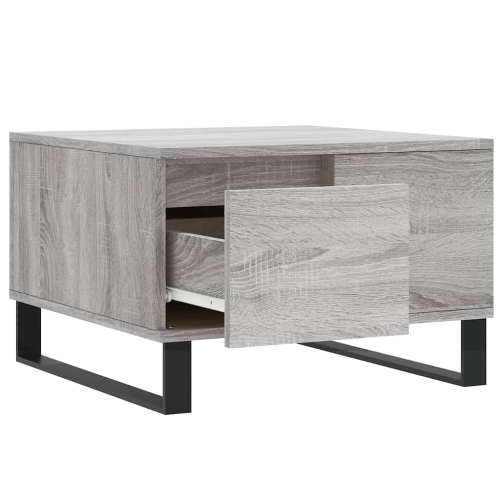 szürke sonoma színű szerelt fa dohányzóasztal 55 x 55 x 36,5 cm