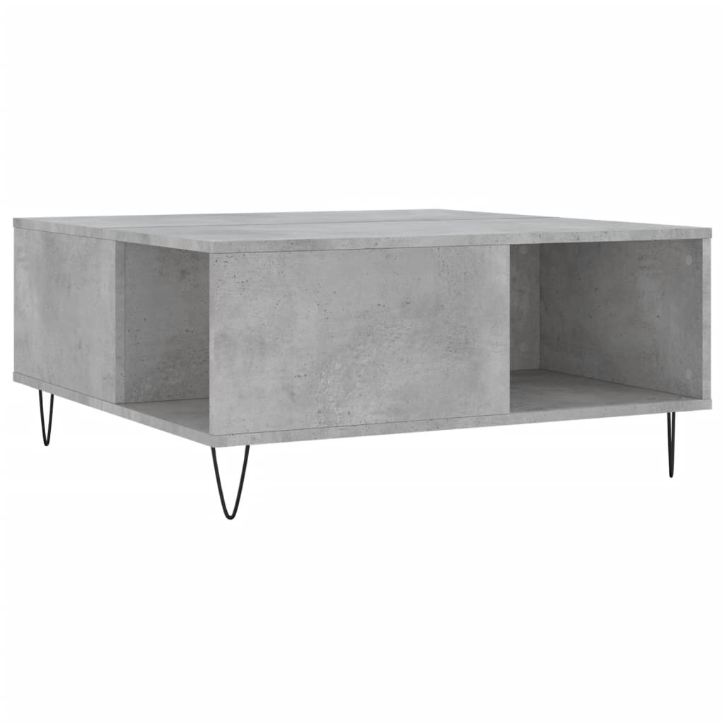betonszürke szerelt fa dohányzóasztal 80x80x36,5 cm