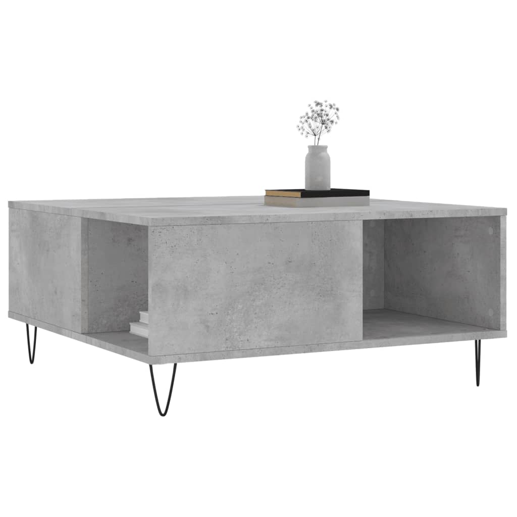betonszürke szerelt fa dohányzóasztal 80x80x36,5 cm