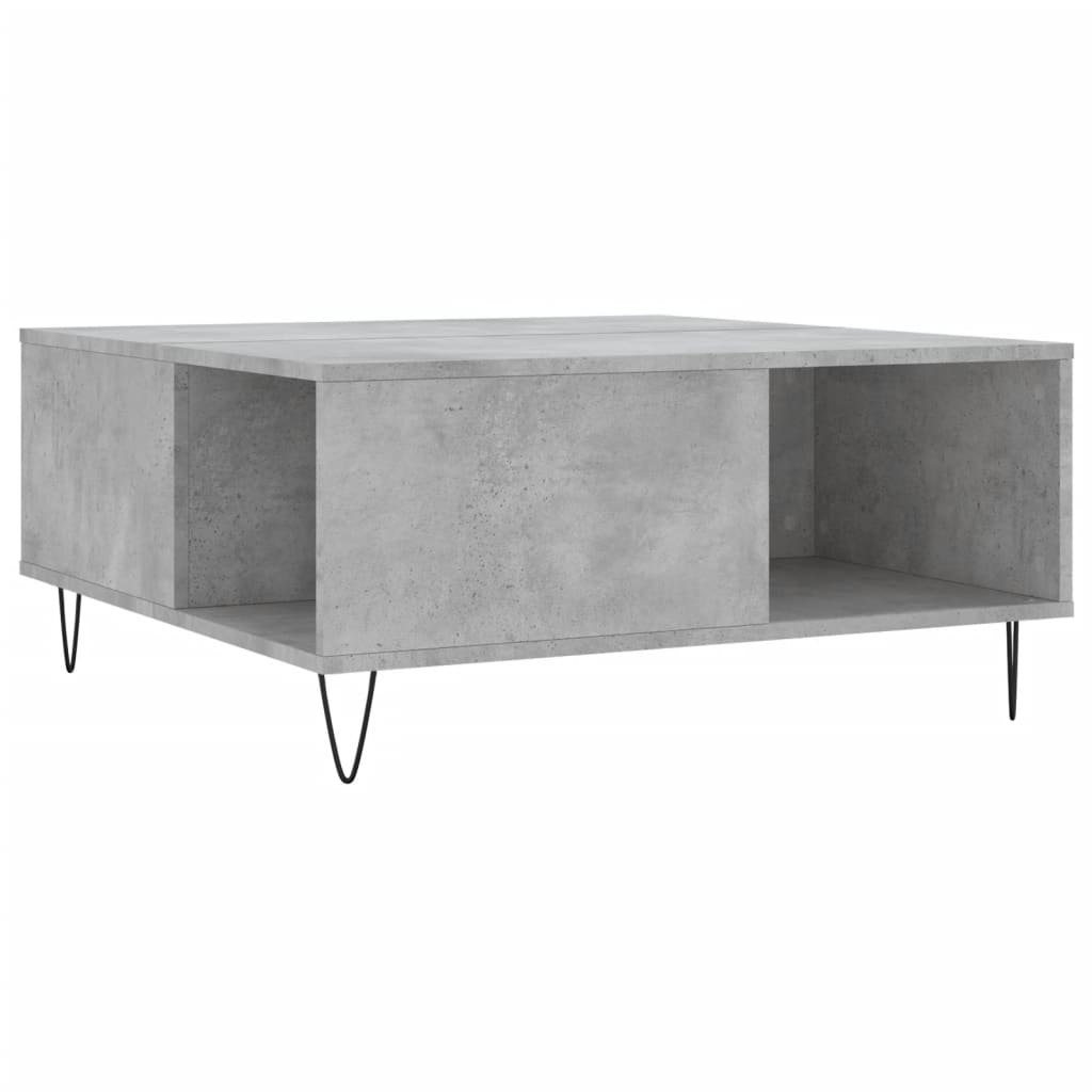 betonszürke szerelt fa dohányzóasztal 80x80x36,5 cm