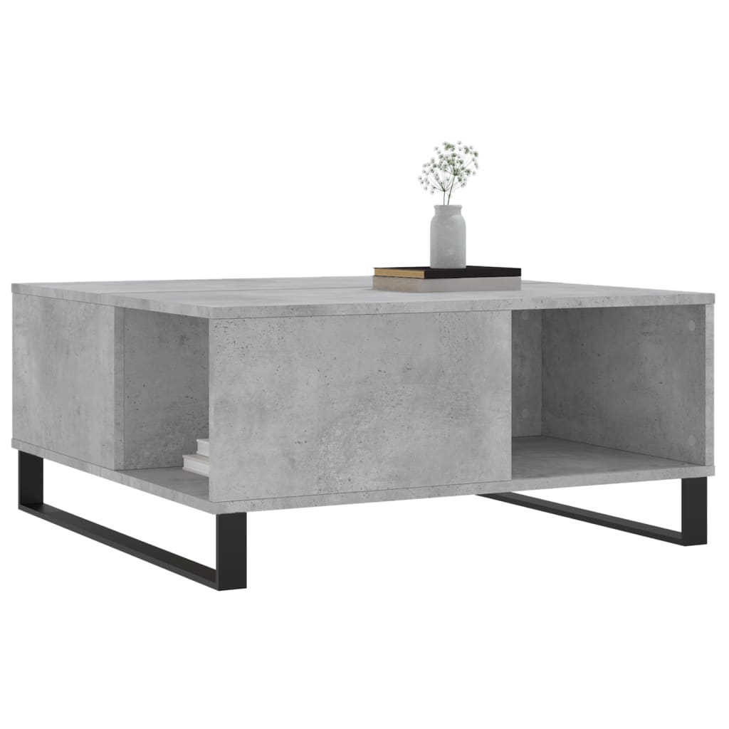 betonszürke szerelt fa dohányzóasztal 80x80x36,5 cm