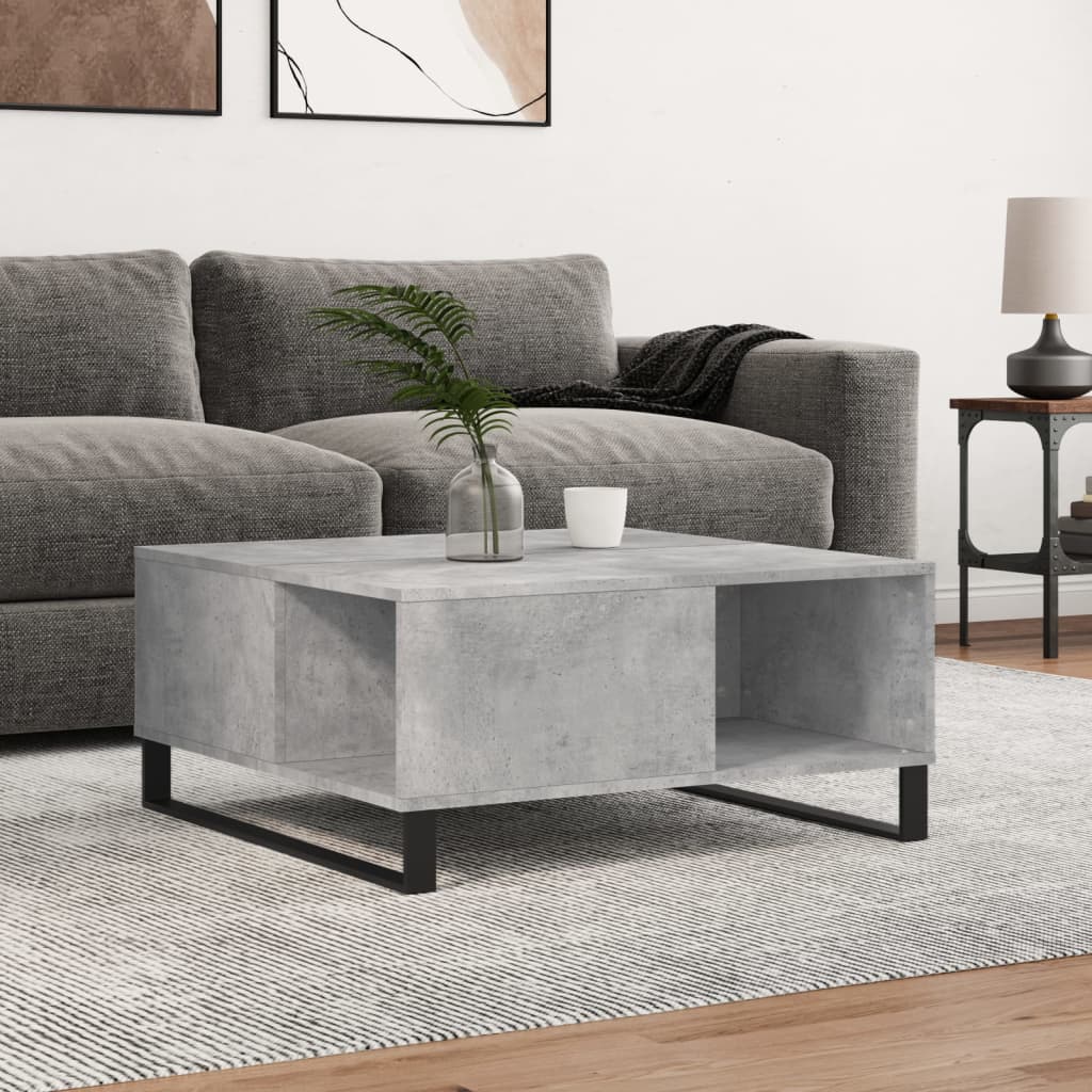 betonszürke szerelt fa dohányzóasztal 80x80x36,5 cm