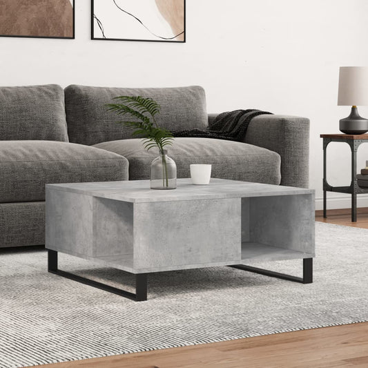 betonszürke szerelt fa dohányzóasztal 80x80x36,5 cm