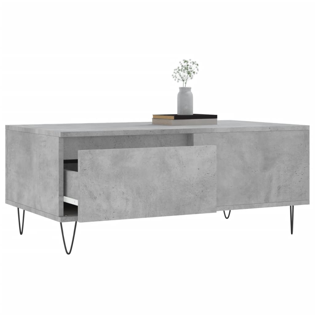 betonszürke szerelt fa dohányzóasztal 90x50x36,5 cm