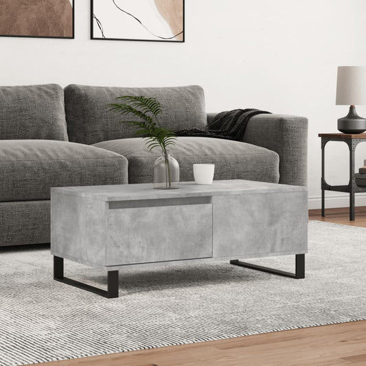 betonszürke szerelt fa dohányzóasztal 90x50x36,5 cm