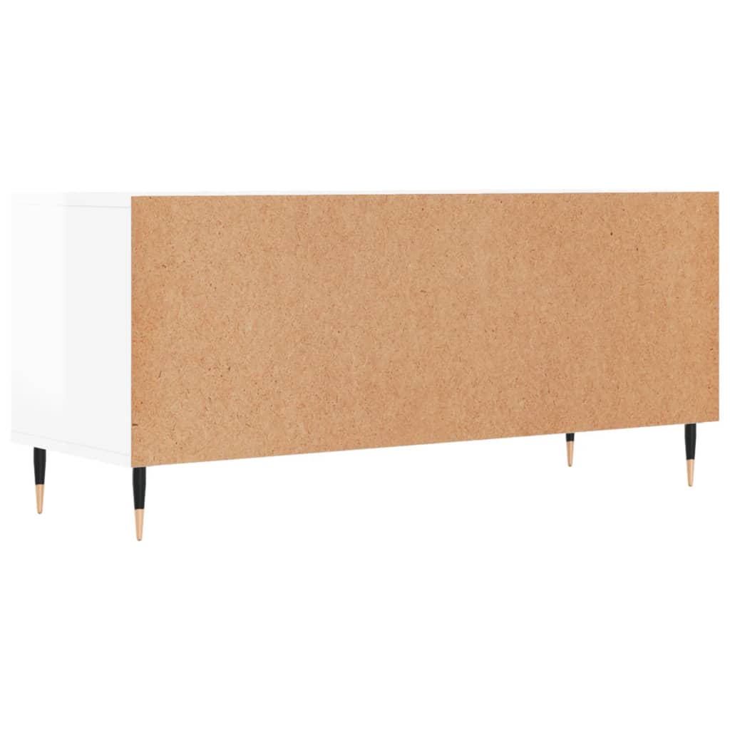 magasfényű fehér szerelt fa TV-szekrény 100 x 34,5 x 44,5 cm