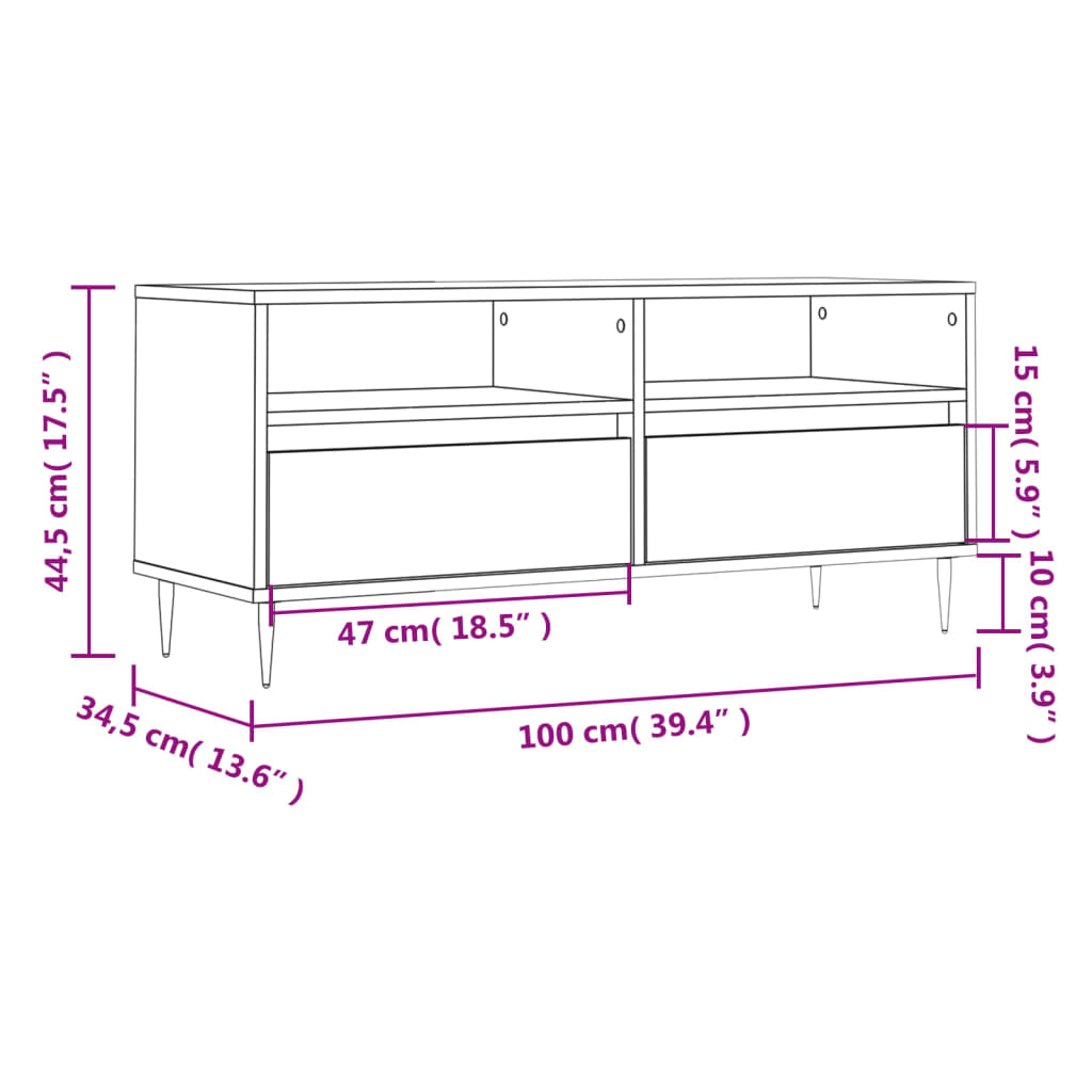 szürke sonoma színű szerelt fa TV-szekrény 100x34,5x44,5 cm
