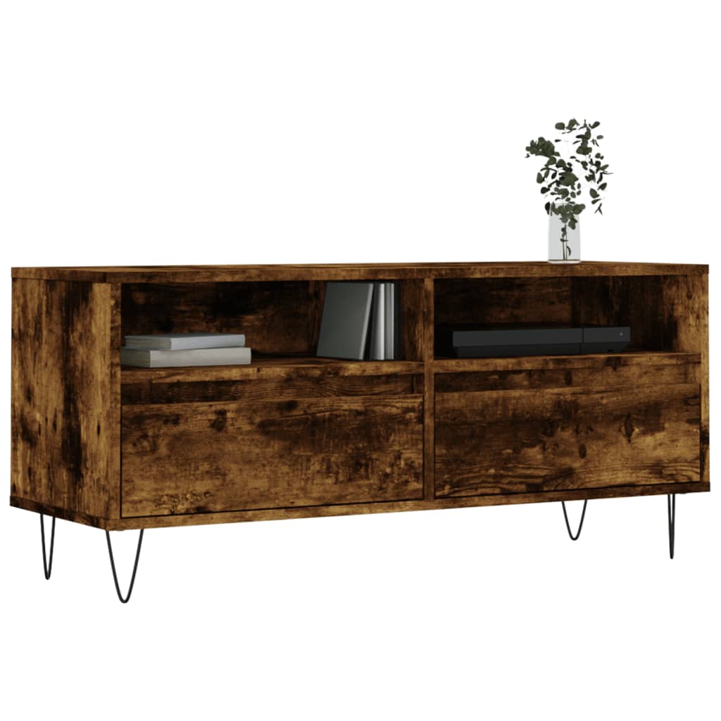 füstös tölgy színű szerelt fa TV-szekrény 100x34,5x44,5 cm