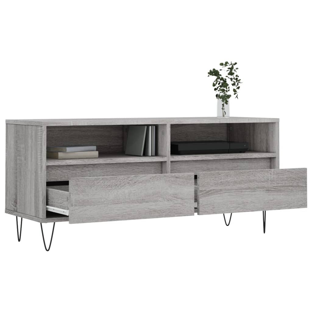 szürke sonoma színű szerelt fa TV-szekrény 100x34,5x44,5 cm