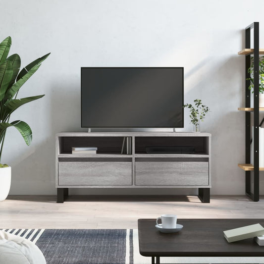 szürke sonoma színű szerelt fa TV-szekrény 100x34,5x44,5 cm