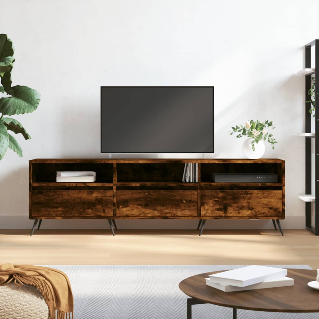 füstös tölgy színű szerelt fa TV-szekrény 150 x 30 x 44,5 cm