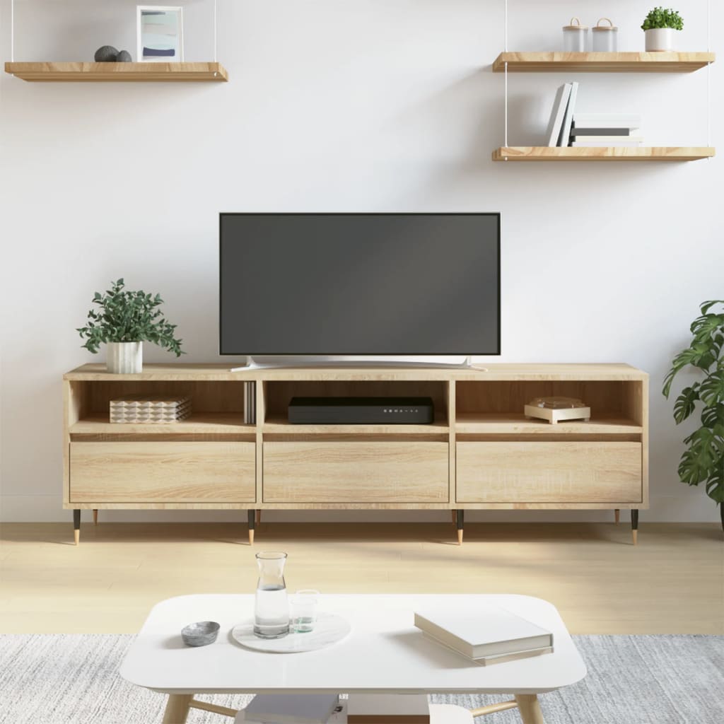 sonoma tölgy színű szerelt fa fali TV-szekrény 150x30x44,5 cm