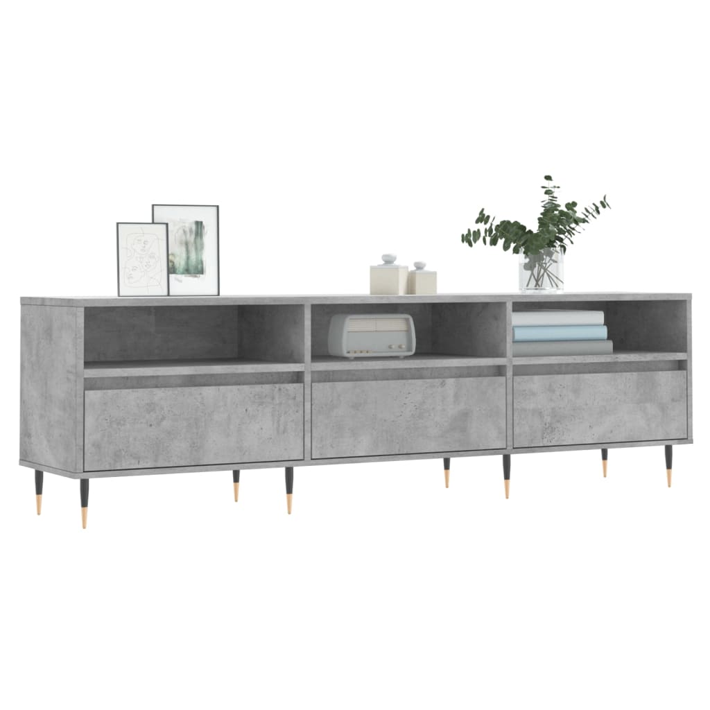 betonszürke szerelt fa TV-szekrény 150x30x44,5 cm